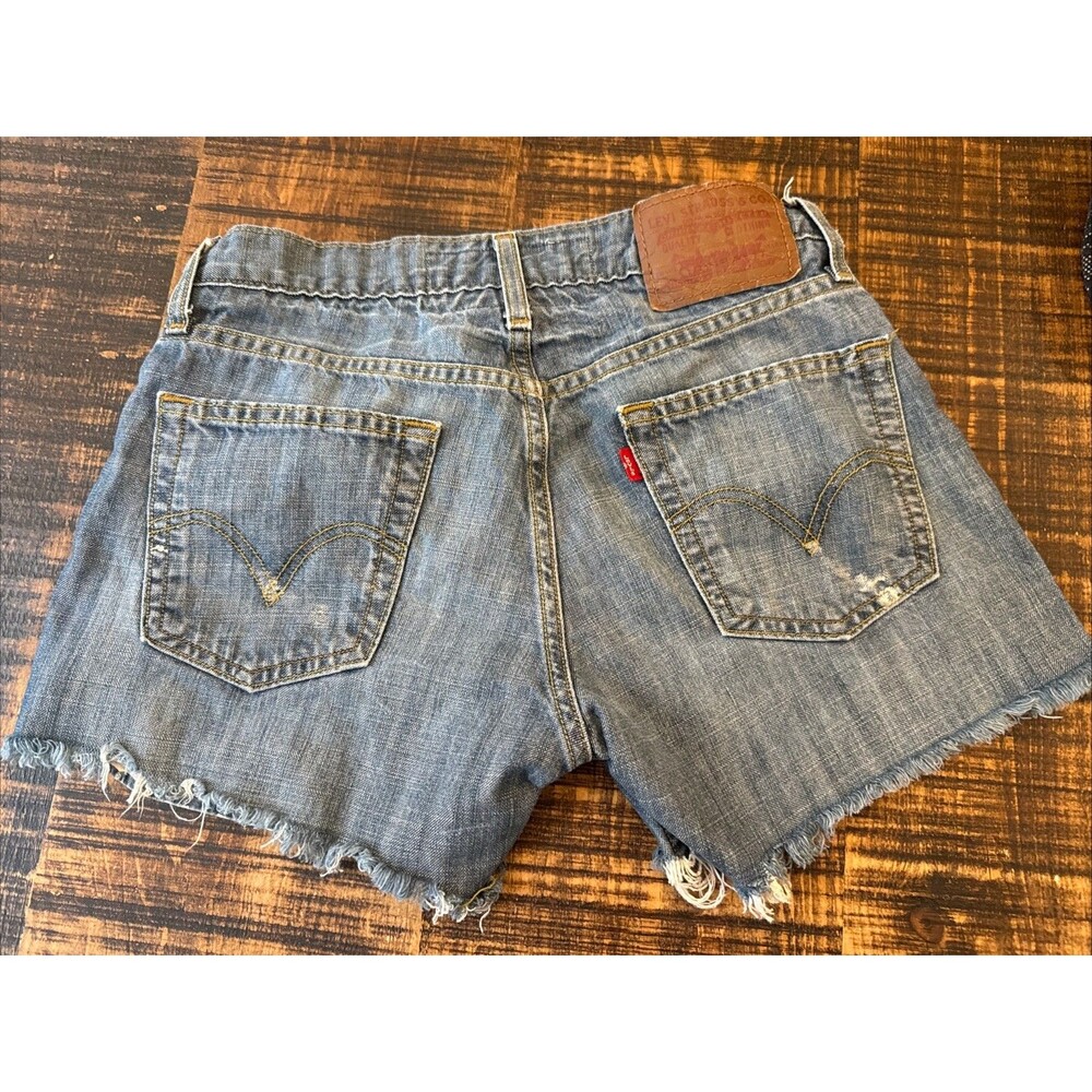 Vintage Levi's 514 Shorty Shorts Womens 29x32 Cut Off Slim Straight Blue Cotton - Picture 4 of 6